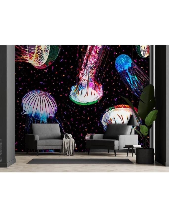 Wallpaper - Neon jellyfish abstract Gab Fernando | FEEBY