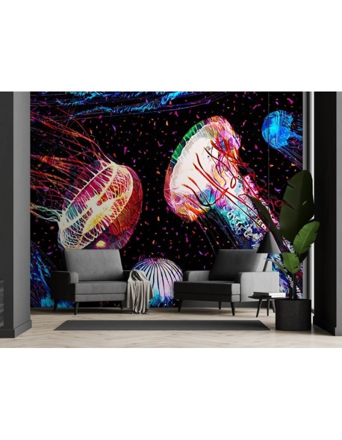 Wallpaper - Neon jellyfish abstract Gab Fernando | FEEBY