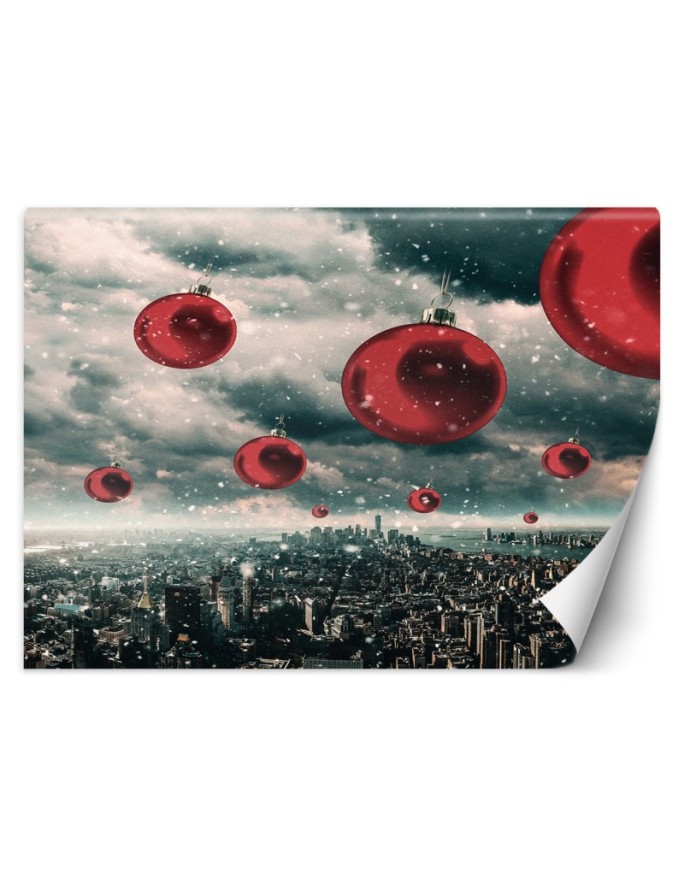 Wall mural Rain of red balls