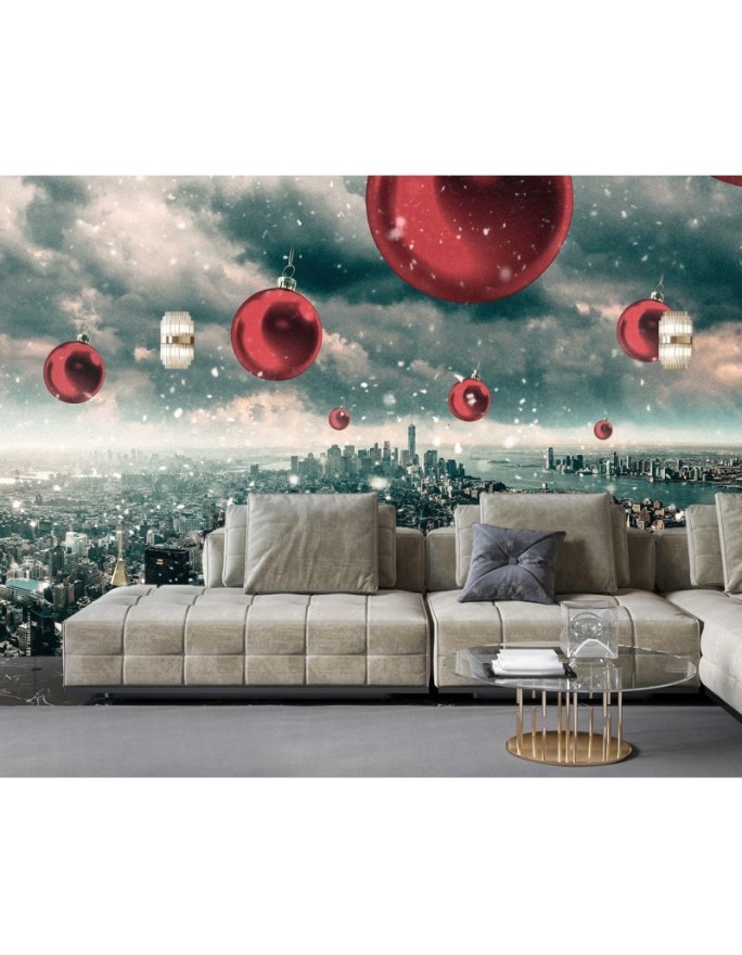 Wallpaper for home - Rain of red baubles Zehem Chong | FEEBY