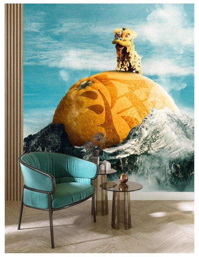 Living room Wallpaper - Yellow mountain Zehem Chong | FEEBY