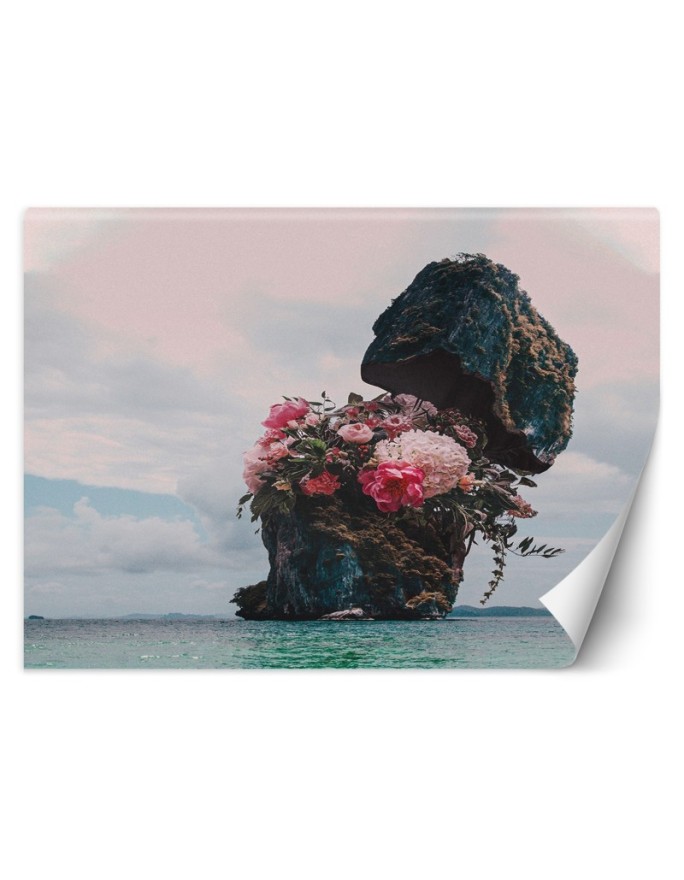 Wall mural Rock with flowers