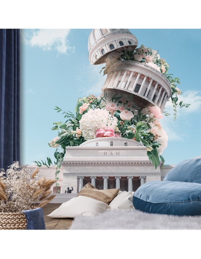 Wall murals for living room - Building with flowers Zehem Chong | FEEBY