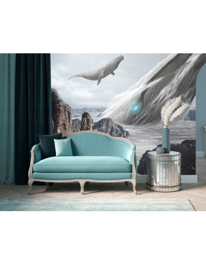 Stylish wall mural - Flying whales Zehem Chong | FEEBY