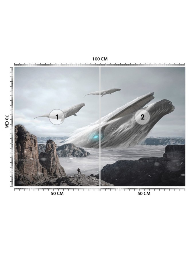 Stylish wall mural - Flying whales Zehem Chong | FEEBY