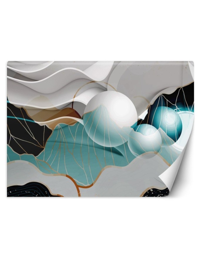 3D effect wall murals - Abstraction with 3D spheres | FEEBY