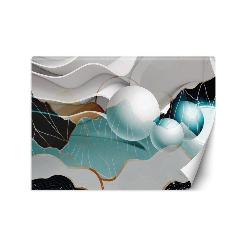 3D effect wall murals - Abstraction with 3D spheres | FEEBY