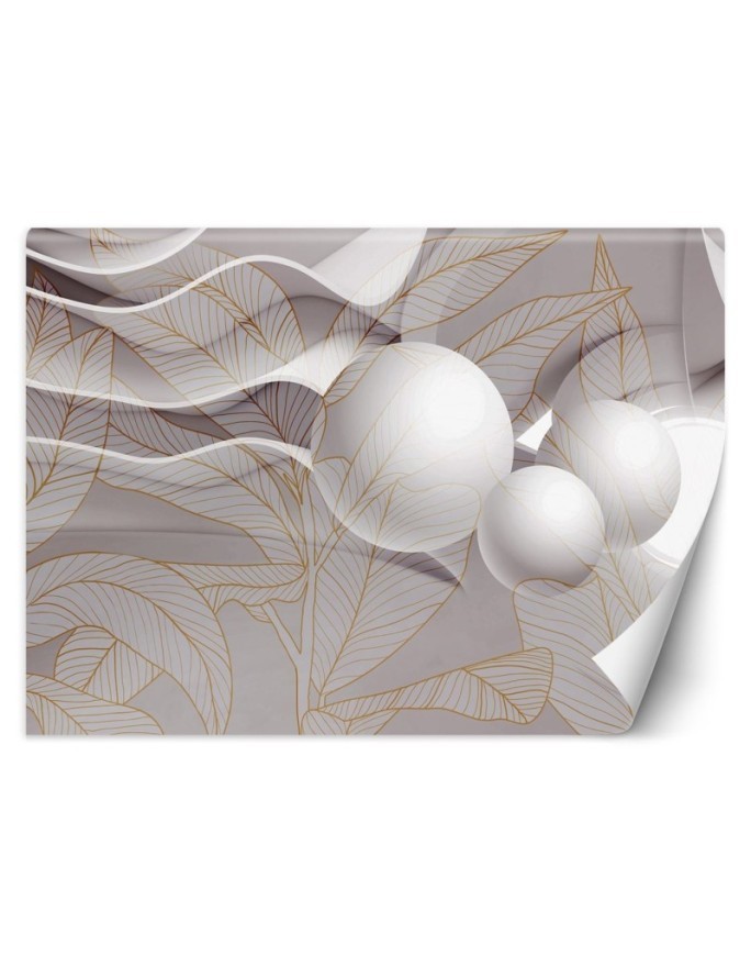 3D wall murals - Gold leaf and balls 3D | FEEBY