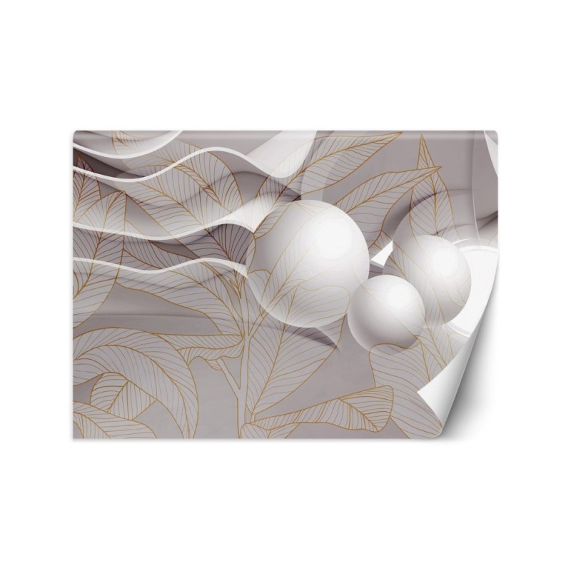 3D wall murals - Gold leaf and balls 3D | FEEBY