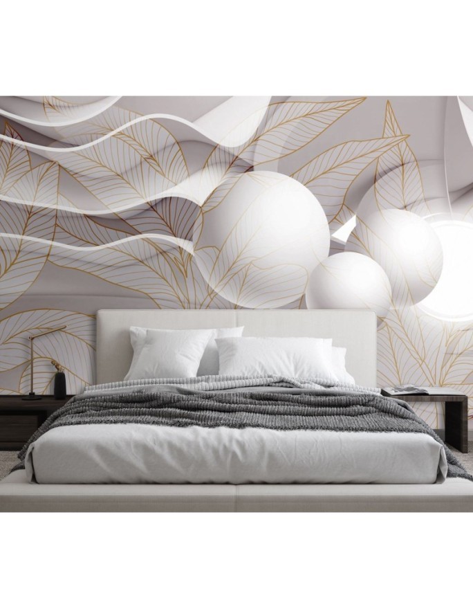 3D wall murals - Gold leaf and balls 3D | FEEBY
