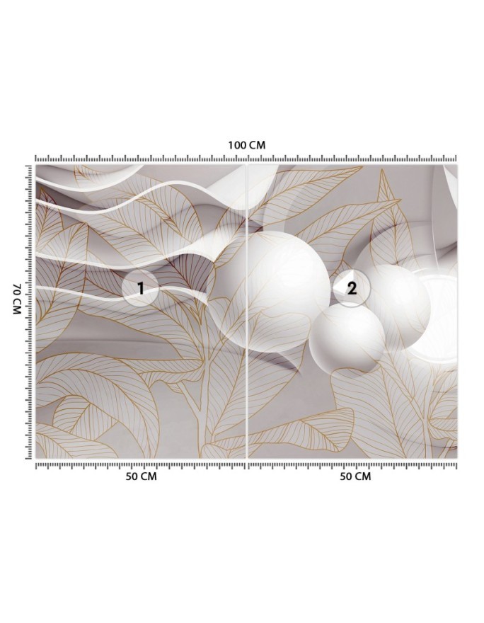 3D wall murals - Gold leaf and balls 3D | FEEBY