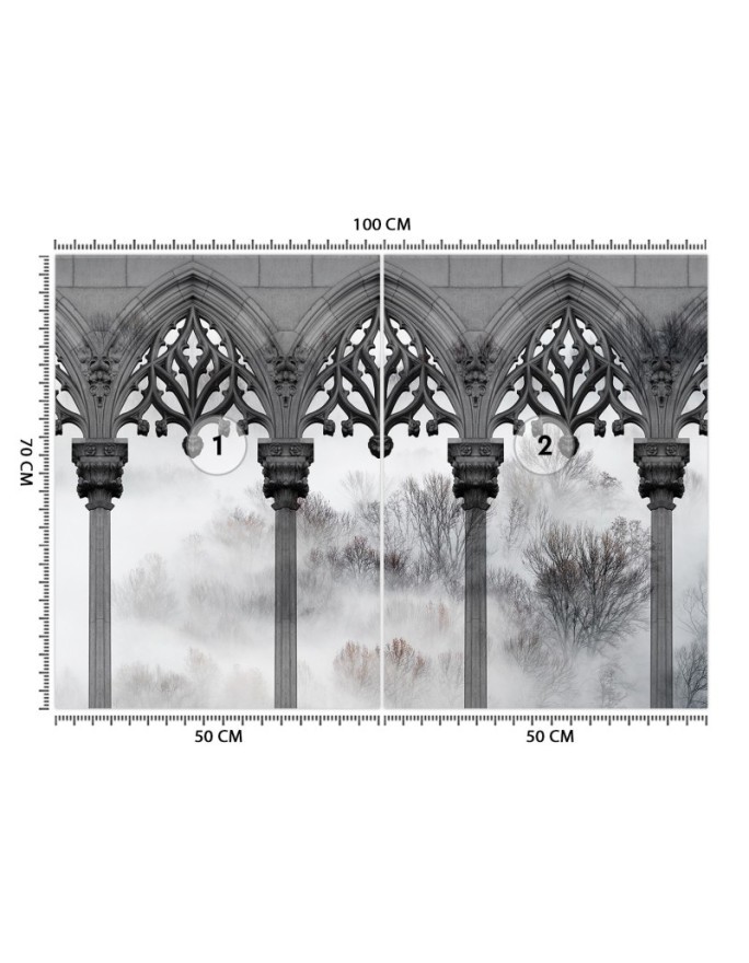 Exclusive wall murals - Trees Mist Pillars Black White | FEEBY