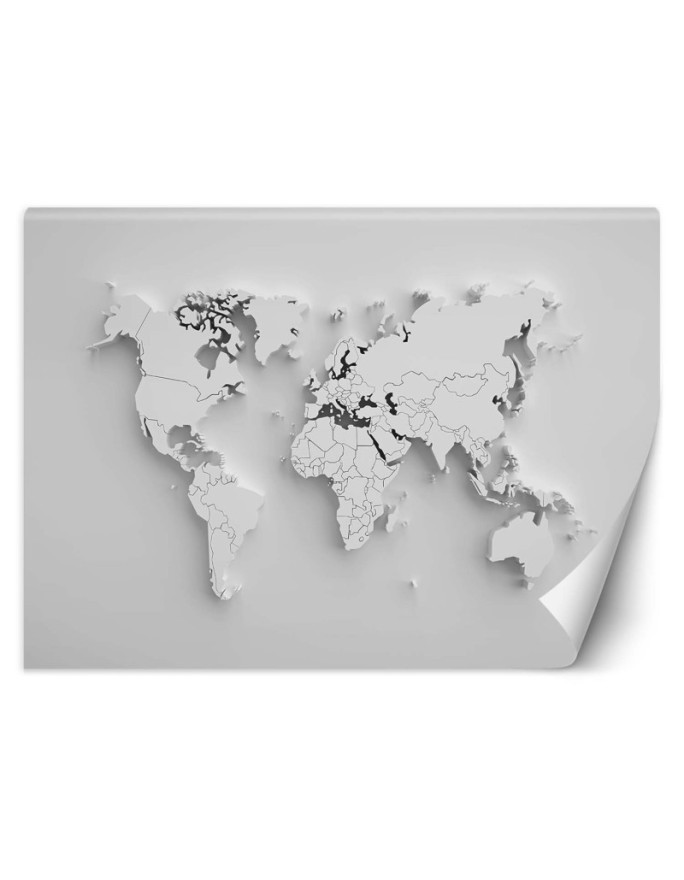 3D Wallpaper - White world map 3D | FEEBY