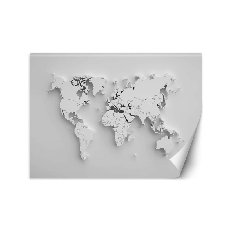 3D Wallpaper - White world map 3D | FEEBY