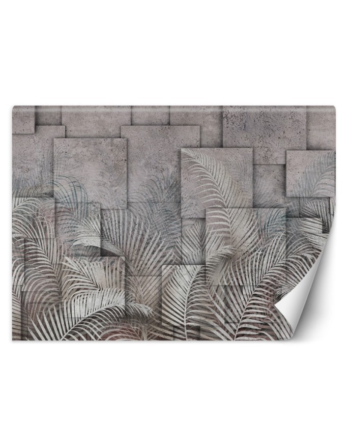 Depth effect Wallpaper - Palm leaves 3D concrete | FEEBY