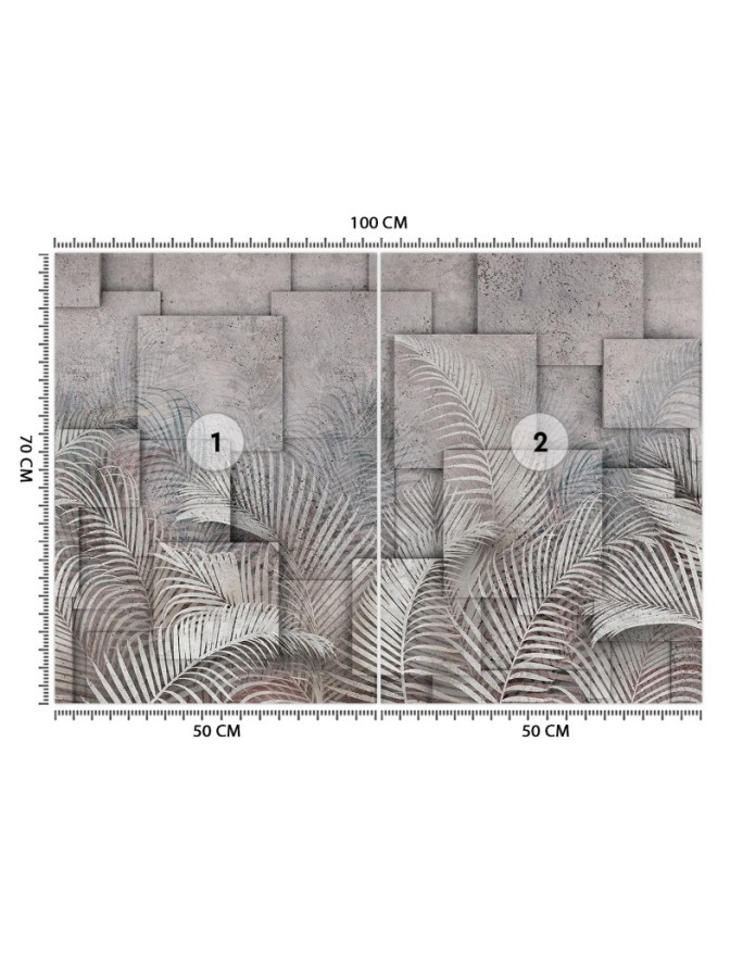 Depth effect Wallpaper - Palm leaves 3D concrete | FEEBY