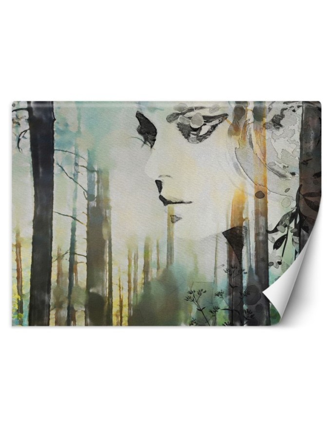 Modern wall murals - Pastel abstract woman and forest | FEEBY