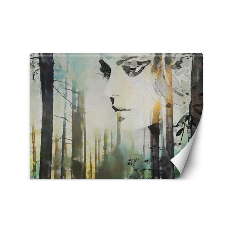 Modern wall murals - Pastel abstract woman and forest | FEEBY