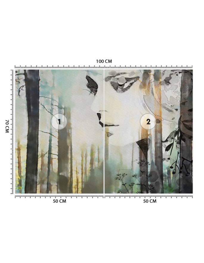 Modern wall murals - Pastel abstract woman and forest | FEEBY