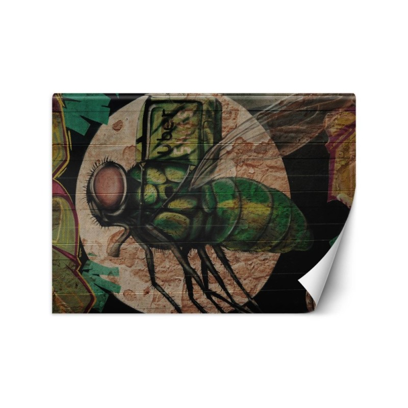 Wall mural - Green fly and moon graffiti on wall | FEEBY