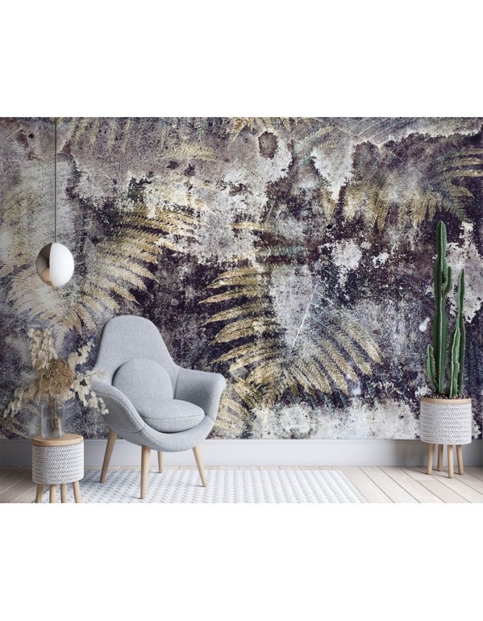 Modern wall murals - Golden fern leaves | FEEBY