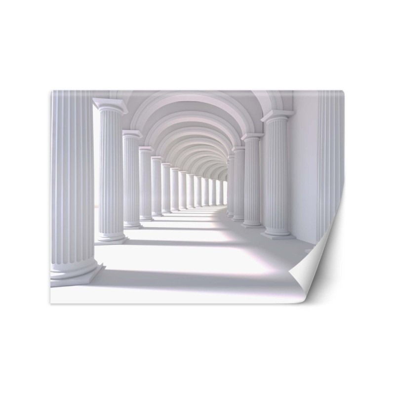 Depth effect wall mural - 3D Tunnel abstract white | FEEBY