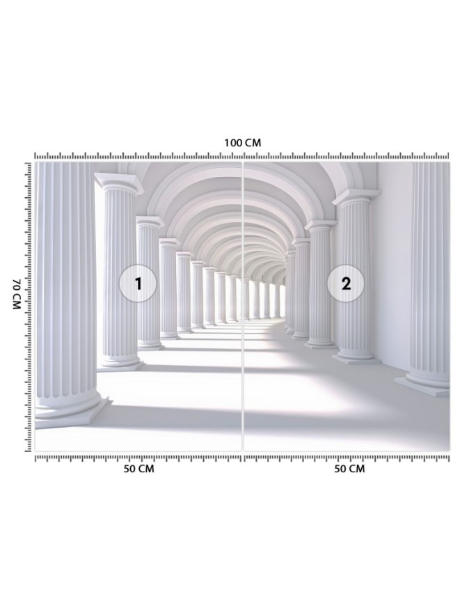Depth effect wall mural - 3D Tunnel abstract white | FEEBY