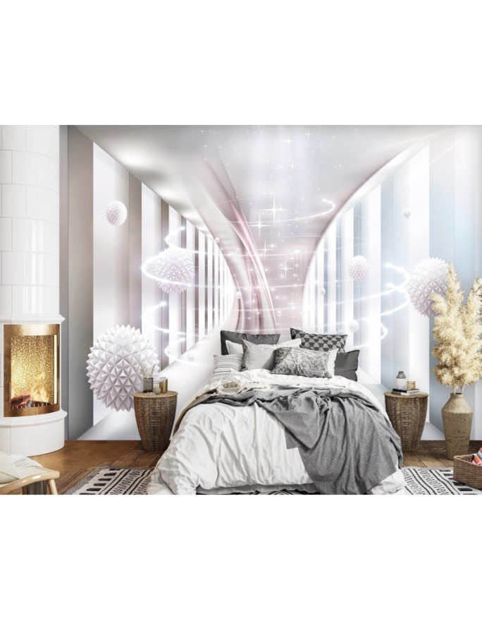 Depth effect wall mural - Swirling balls tunnel 3D | FEEBY