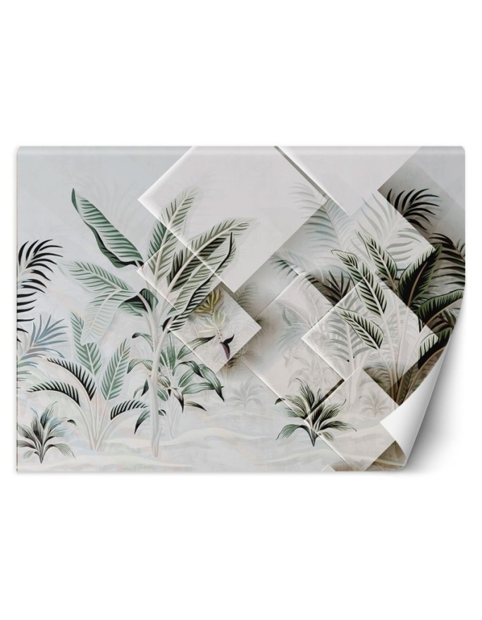 Inspirational wall mural - Green leaves 3D | FEEBY