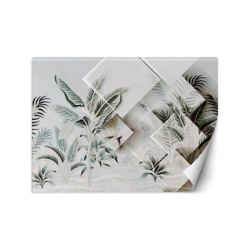 Inspirational wall mural - Green leaves 3D | FEEBY