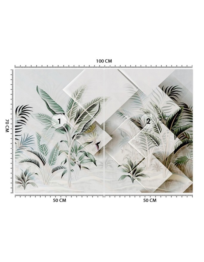Inspirational wall mural - Green leaves 3D | FEEBY