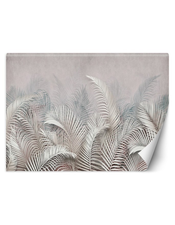 Original wall mural - Palm leaves 3D beige | FEEBY