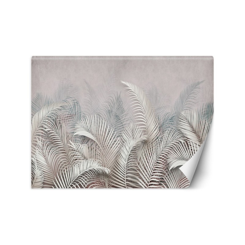 Original wall mural - Palm leaves 3D beige | FEEBY