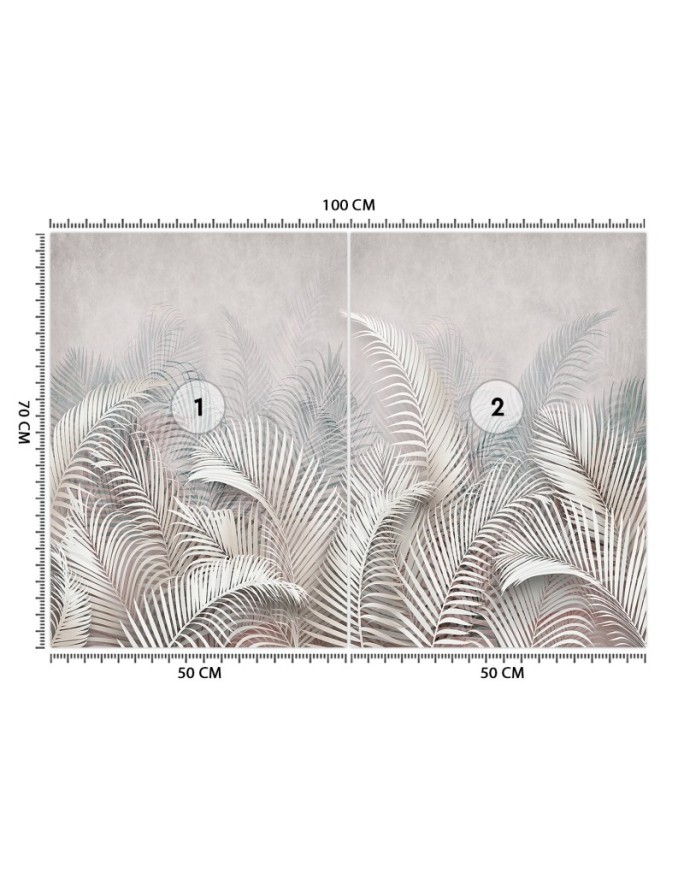 Original wall mural - Palm leaves 3D beige | FEEBY