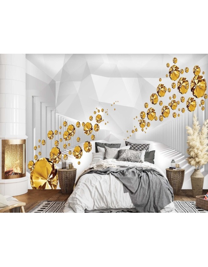 Depth effect wall murals - Golden stones tunnel 3D | FEEBY
