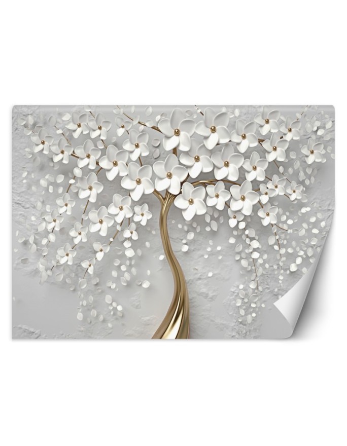 Depth effect wallpaper - Abstract gold tree flowers nature 3D | FEEBY