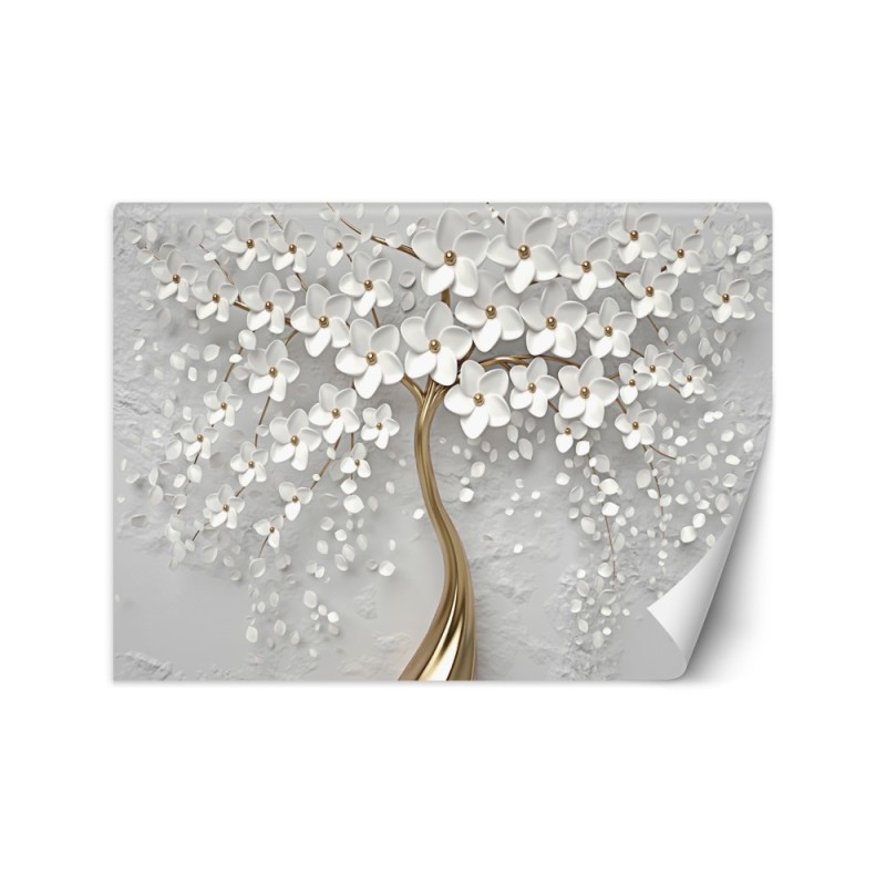 Depth effect wallpaper - Abstract gold tree flowers nature 3D | FEEBY