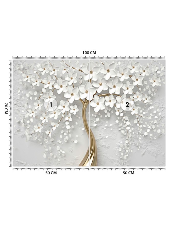 Depth effect wallpaper - Abstract gold tree flowers nature 3D | FEEBY