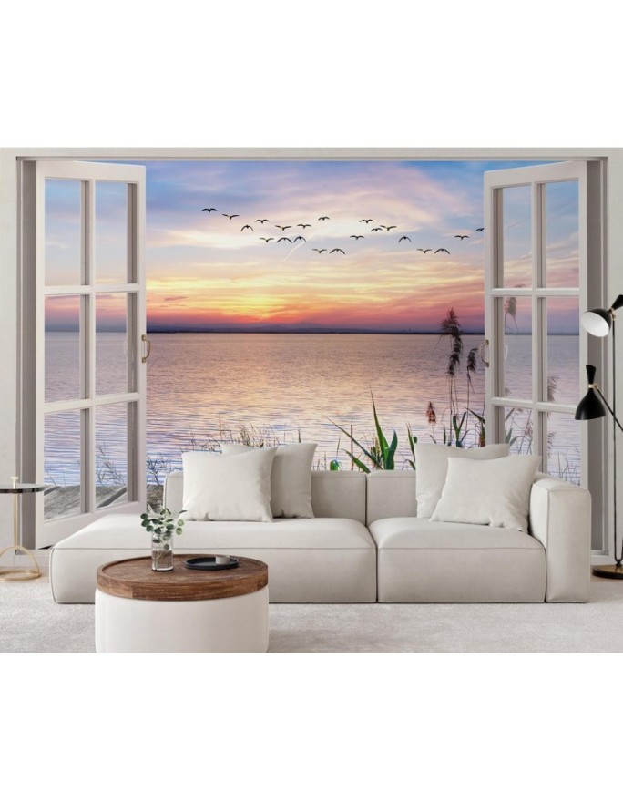 Stylish Wallpapers - Window overlooking the setting sun | FEEBY