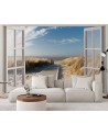 Wallpapers for living room - Window view beach dunes pier | FEEBY