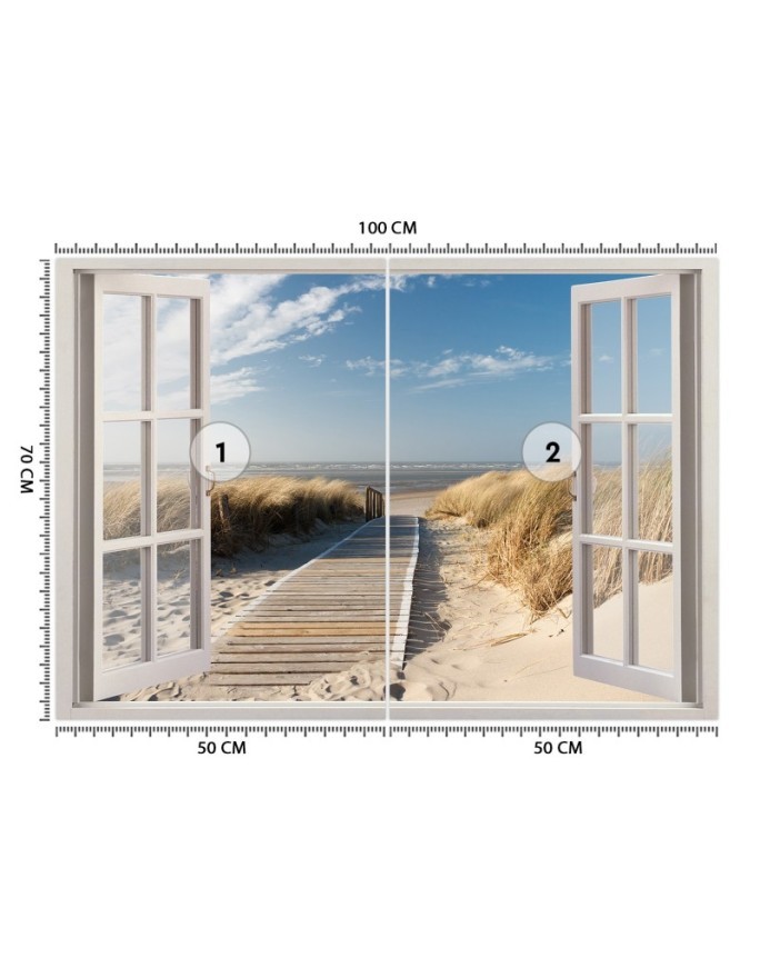 Wallpapers for living room - Window view beach dunes pier | FEEBY