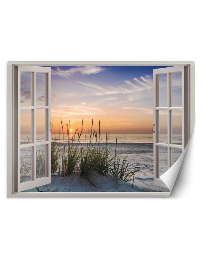 Original Wallpaper for living room - Sunset window on beach | FEEBY