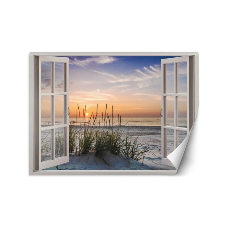 Original Wallpaper for living room - Sunset window on beach | FEEBY
