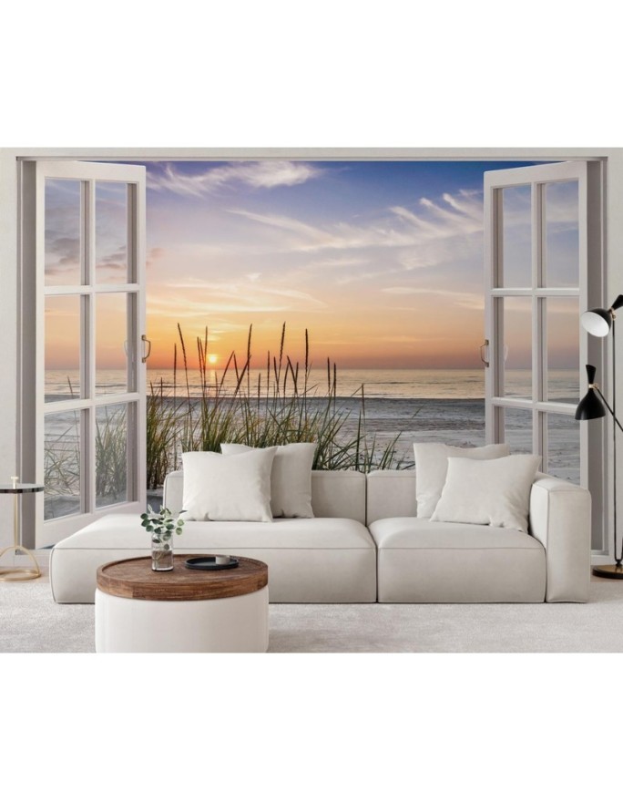 Original Wallpaper for living room - Sunset window on beach | FEEBY