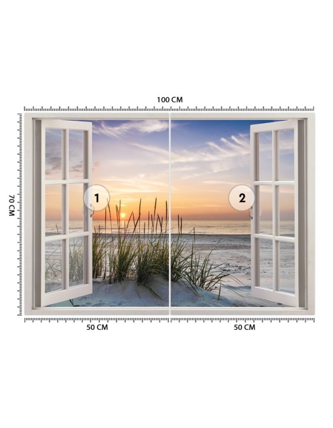 Original Wallpaper for living room - Sunset window on beach | FEEBY