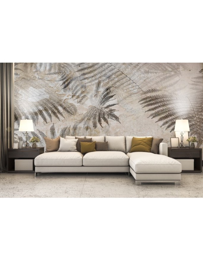 Exotic wall murals - Concrete Fern Leaf Grey | FEEBY
