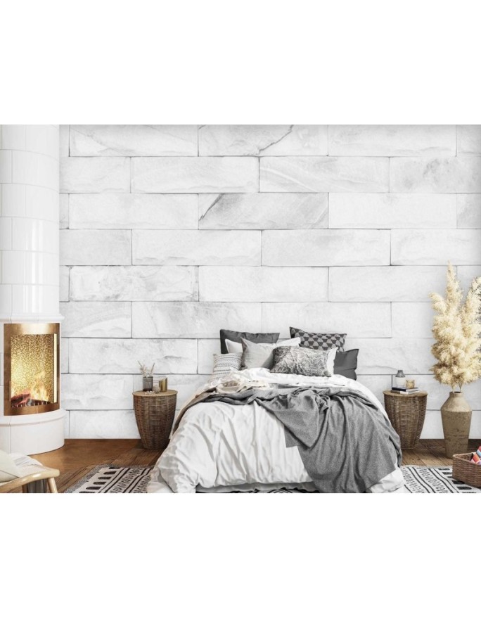 Texture wall murals - White brick wall | FEEBY