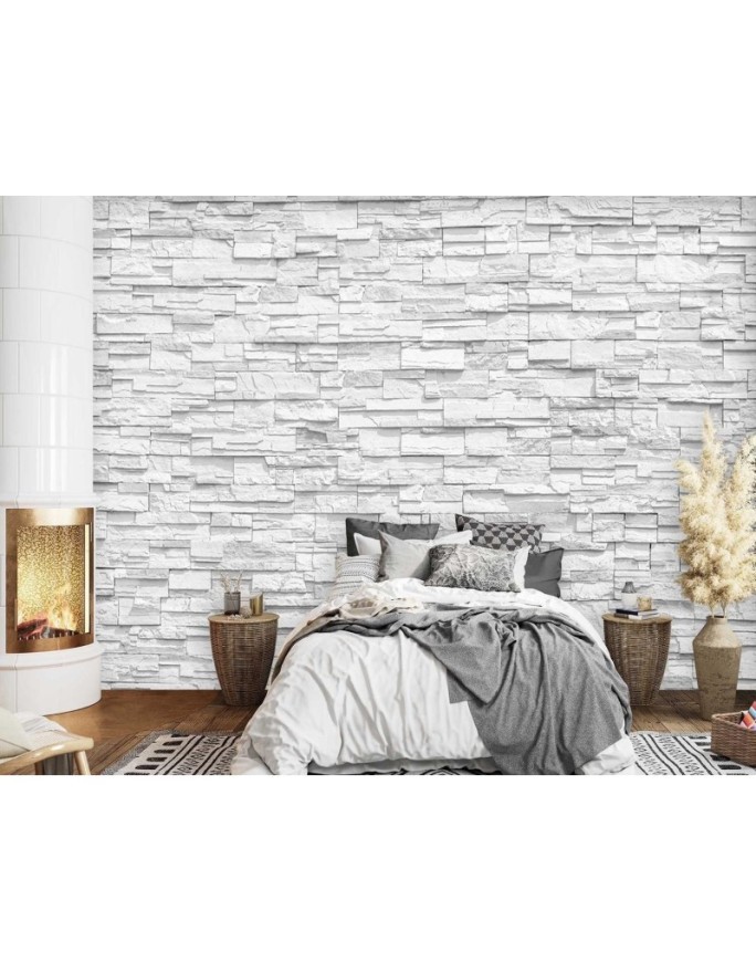 Modern wall mural - White brick wall | FEEBY