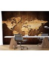 Elegant wall murals for the living room - World map on wood | FEEBY