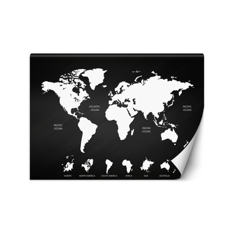 Inspirational wall murals - Black and white world map | FEEBY
